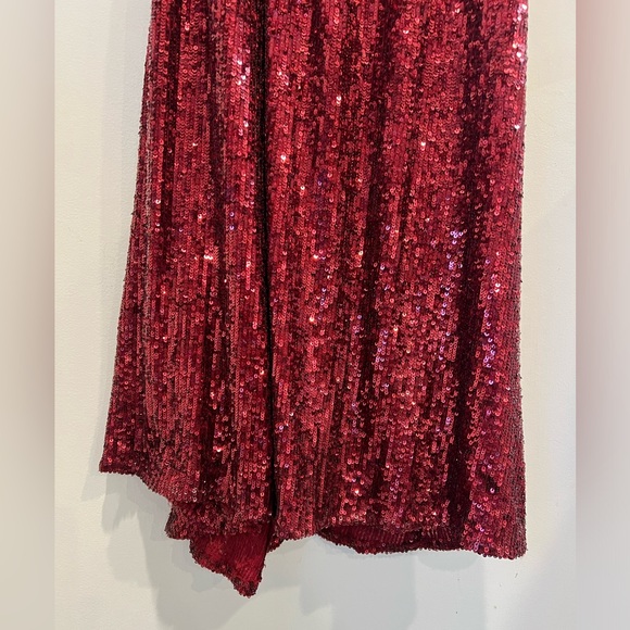 Nicole Bakti Burgundy Sequin Gown - Picture 9 of 13